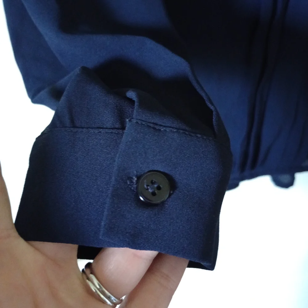 41 Hawthorn Navy Blouse With Roll Up Sleeves Size Medium - Picture 3 of 11